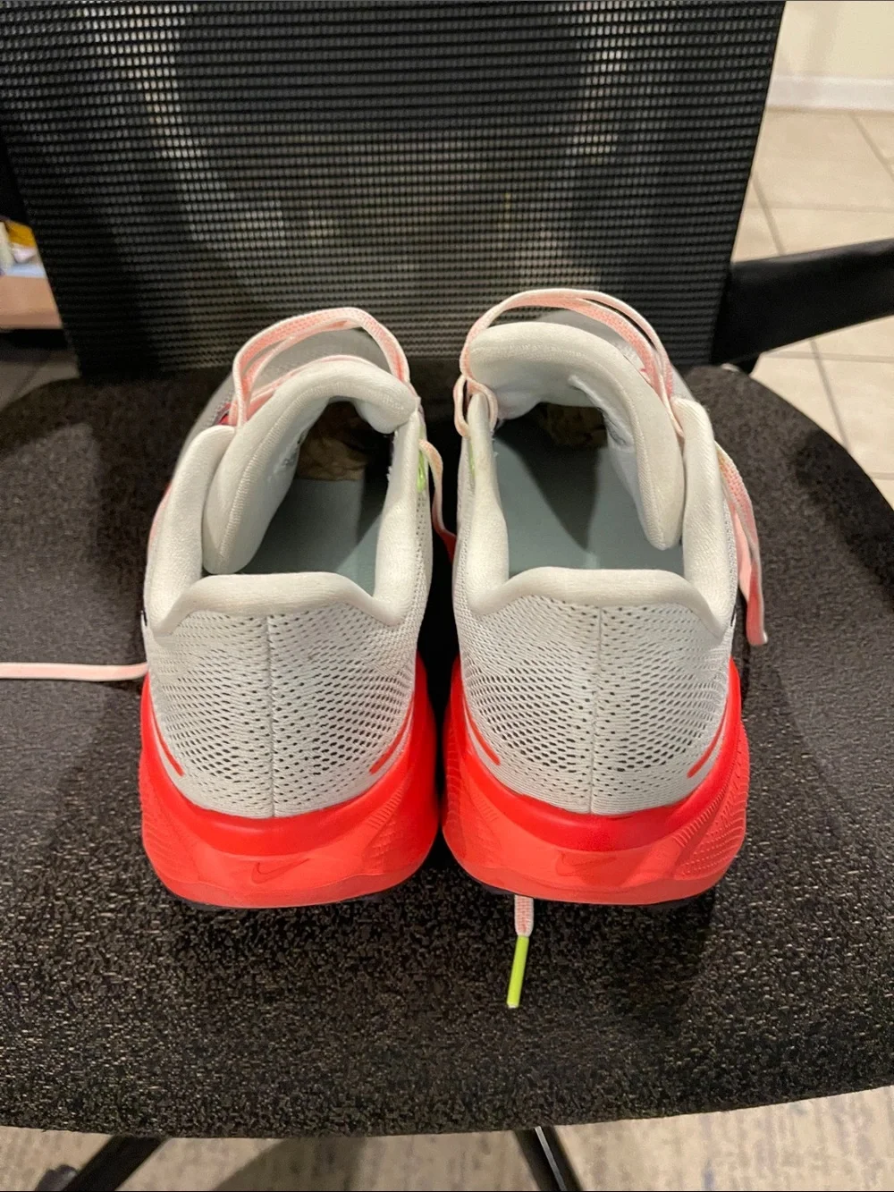 Nike Pegasus 41 White Running Sneakers with Pink Laces and Orange Soles